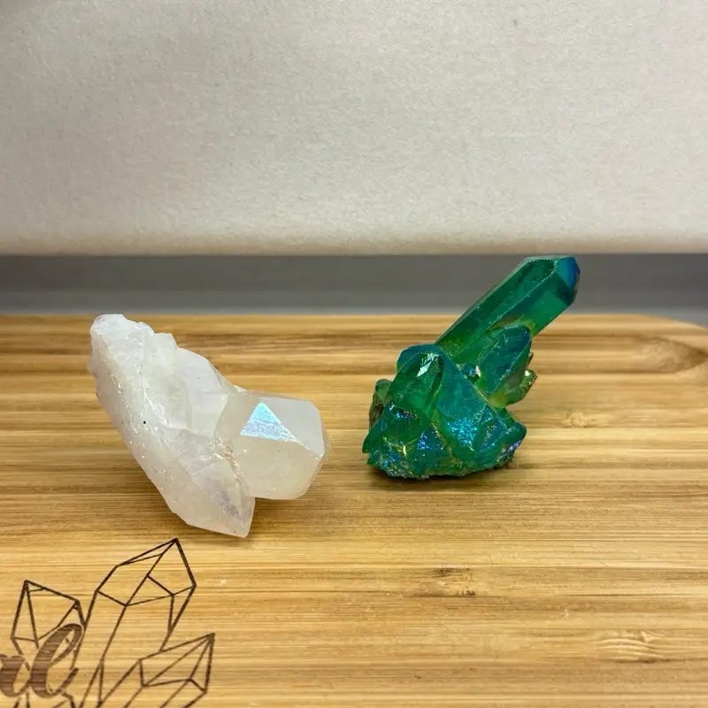 Shiny aura clear quartz cluster