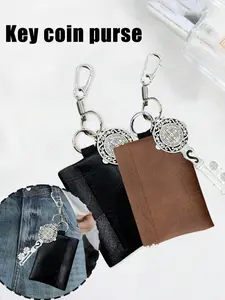 Portable Keychain Wallet with Large Capacity, High-End Synthetic Leather Material, Fits Driver License & ID Card, Unisex Travel Key Bag