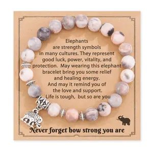 Elephant Gifts for Women, Natural Stone Inspiration Strong Elephant Bracelet for Women