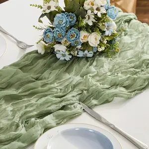 2 Pack Sage Green Cheesecloth Table Runner 10FT 120 Inch Rustic & Boho Farmhouse Gauze Cheese Cloth for Easter Wedding Party Baby Shower Birthday Decor