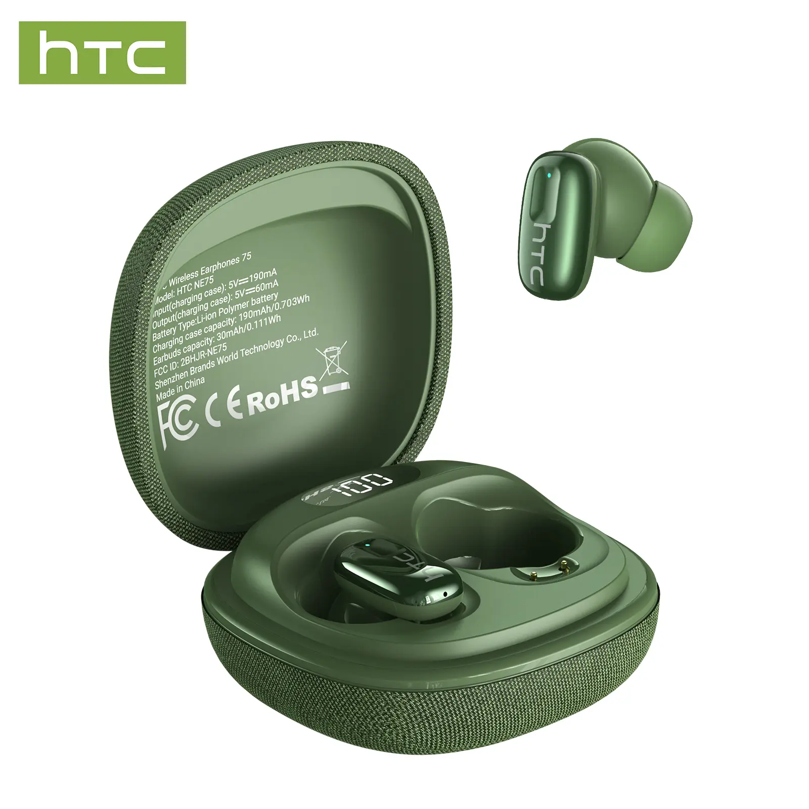 SW HTC NE75 TWS Wireless Earphones, Bluetooth 5.3 Headphones with HiFi Sound & Built-in Microphone, Noise Isolating Sports Earbuds for Gym, Study, Work & Entertainment