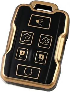 Key Fob Cover for Chevy GMC: 6 Buttons Key Fob Case Fit for Chevy Tahoe Suburban GMC Yukon XL Denali 2015 2016 2017 2018 2019 2020|TPU Remote Keyless Key Fob Case M3N-32337100 (Black)
