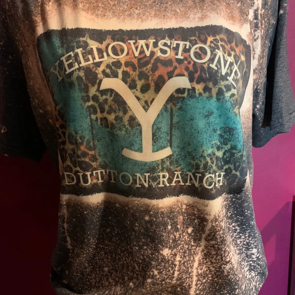 Yellowstone Dutton ranch bleached crewneck tshirt Crew Neck Crew Neck Casual Cotton Top Distressed Polyester