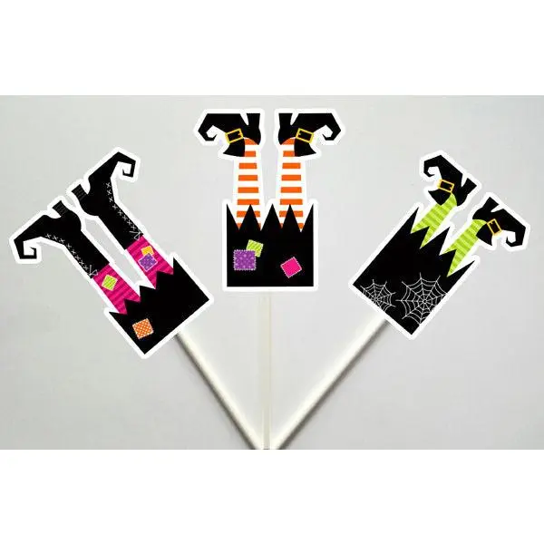 Witch Cupcake Toppers, Halloween Cupcake Toppers, Witches Legs Cupcake Toppers