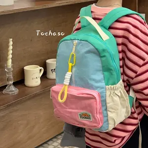 Color-Blocked Lanyard Pendant Lightweight Fashion Backpack