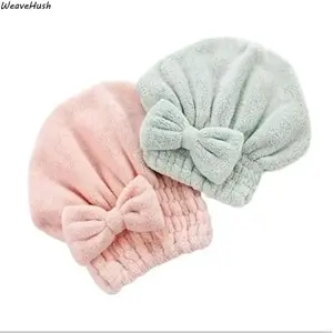 2 Pack Bow Hair Drying Cap for Women & Girls, Soft Absorbent Microfiber Hair Towel Wrap, Quick Dry Turban, Reusable Lightweight Head Towel for Shower, Bath, Spa, Gym, Travel & Daily Hair Care