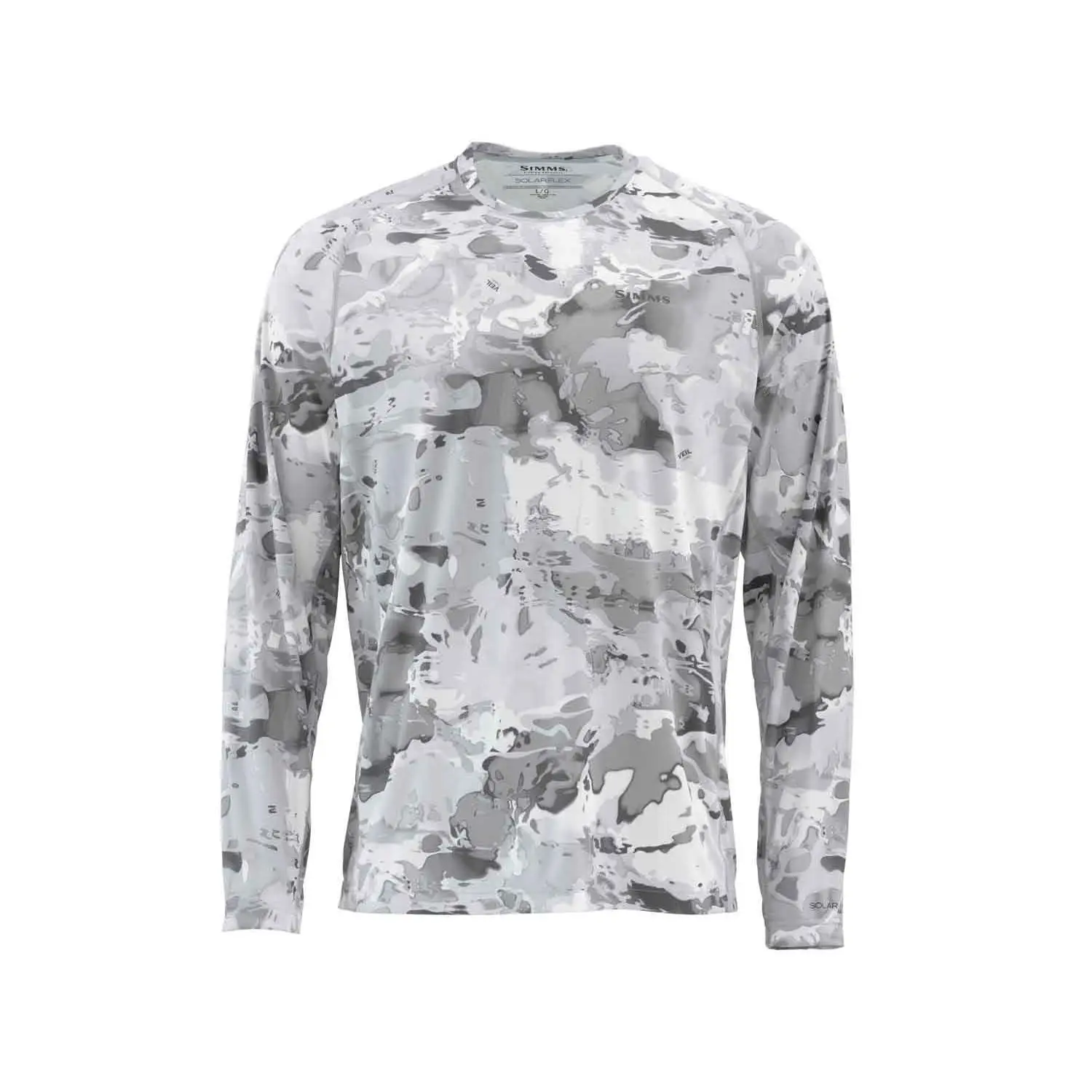 Simms Solarflex Fishing Shirt, UPF 50+ Sun Protection, Cloud Camo Grey, X-Large