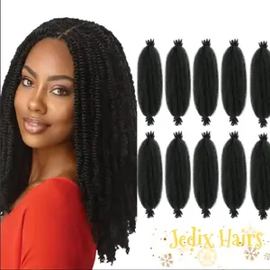 Jedix 5packs 16 inches Afro kinky braiding Hair.Marley Twist Braiding Hair Pre-Separated Black Kinky Twist Braiding Hair. Women Afro kinky Spring Twist Hair Wrapping Hair for Soft Locs fashionable hairpiece