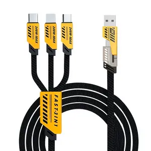 3-in-2 Multi Fast Charging Cable, Super Fast Charger, 4Ft 240W MAX, USB C/A to Multi Phone Charger Cord with Type C/Lightning/Micro USB Port, Braided Cable for Cell Phones/iPhone/iPad/Tablets/Samsung Galaxy