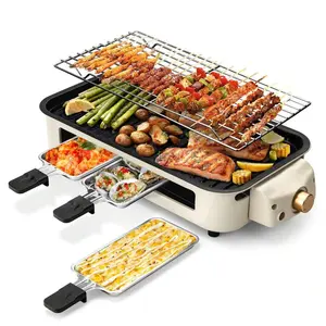 1700W Electric Indoor Grill – 2-In-1 Grill & Griddle With Removable Plates – Non-Stick & Dishwasher Safe – Adjustable Temperature Control – For Steak, Burgers, Vegetables (White)