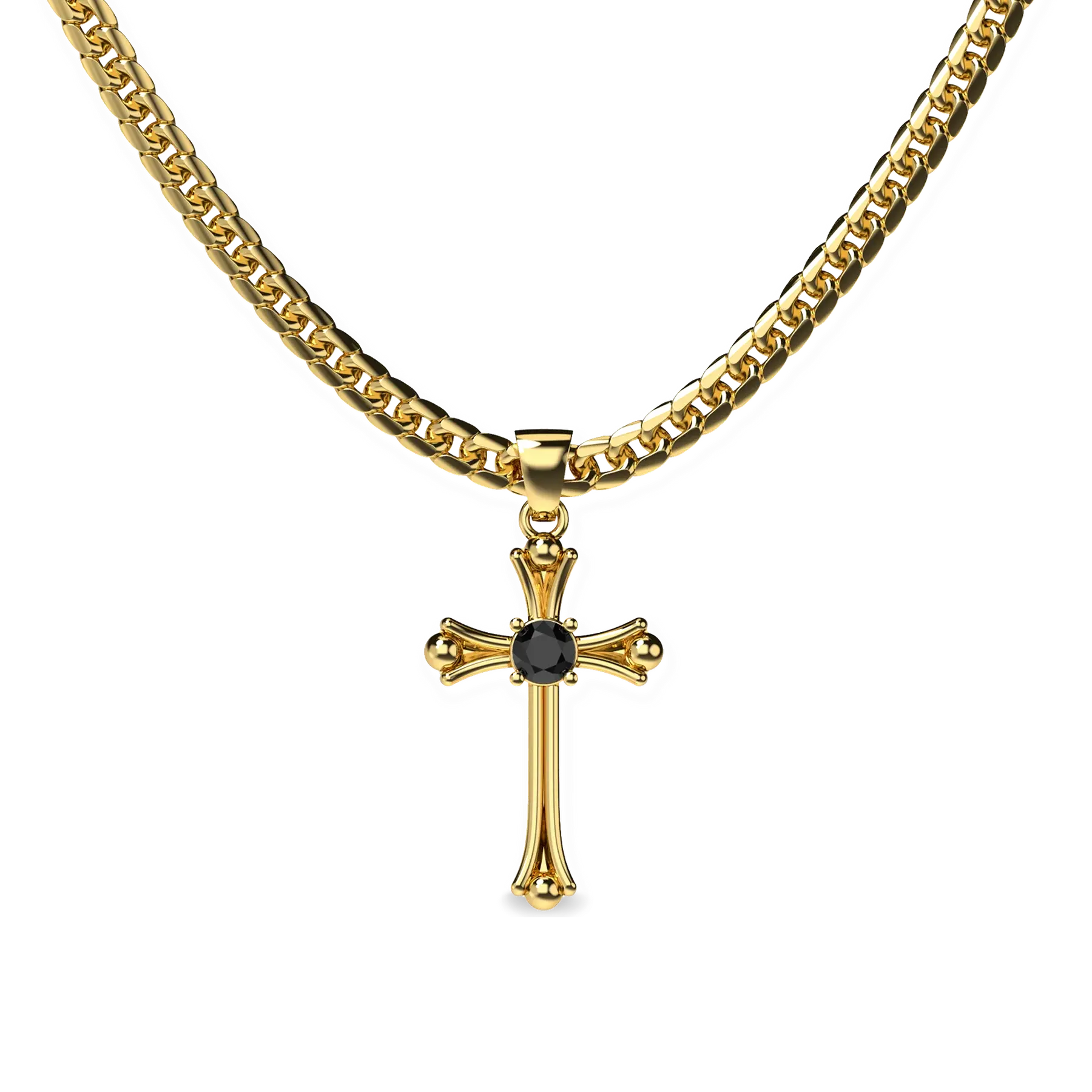 PASCAL Fluery Cross Gemstone Pendant for Women Gothic Inspired Jewelry with Lab-Grown Gemstone