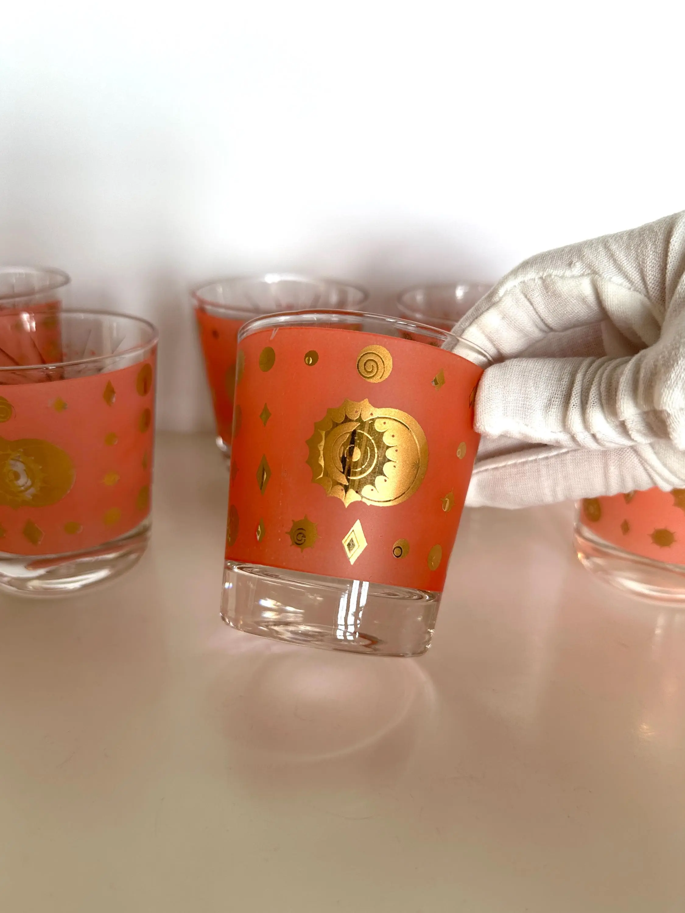 Vintage Atomic Glasses | Fred Press Eclipse Starburst Lowballs | Atomic Glassware