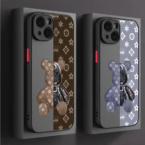Luxury Printing Machine Bear For iPhone 17 Air 16 15 14 13 12 11 Pro Max Plus Anti-Drop Shockproof Phone Y2K Cover
