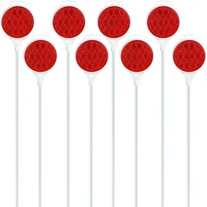 Driveway Markers, Reflectors for Driveway Entrance, Snow Plow Markers 2-way reflector 43 Inch White Fiberglass Rod,Snow Markers for Driveway (Pack of 8)