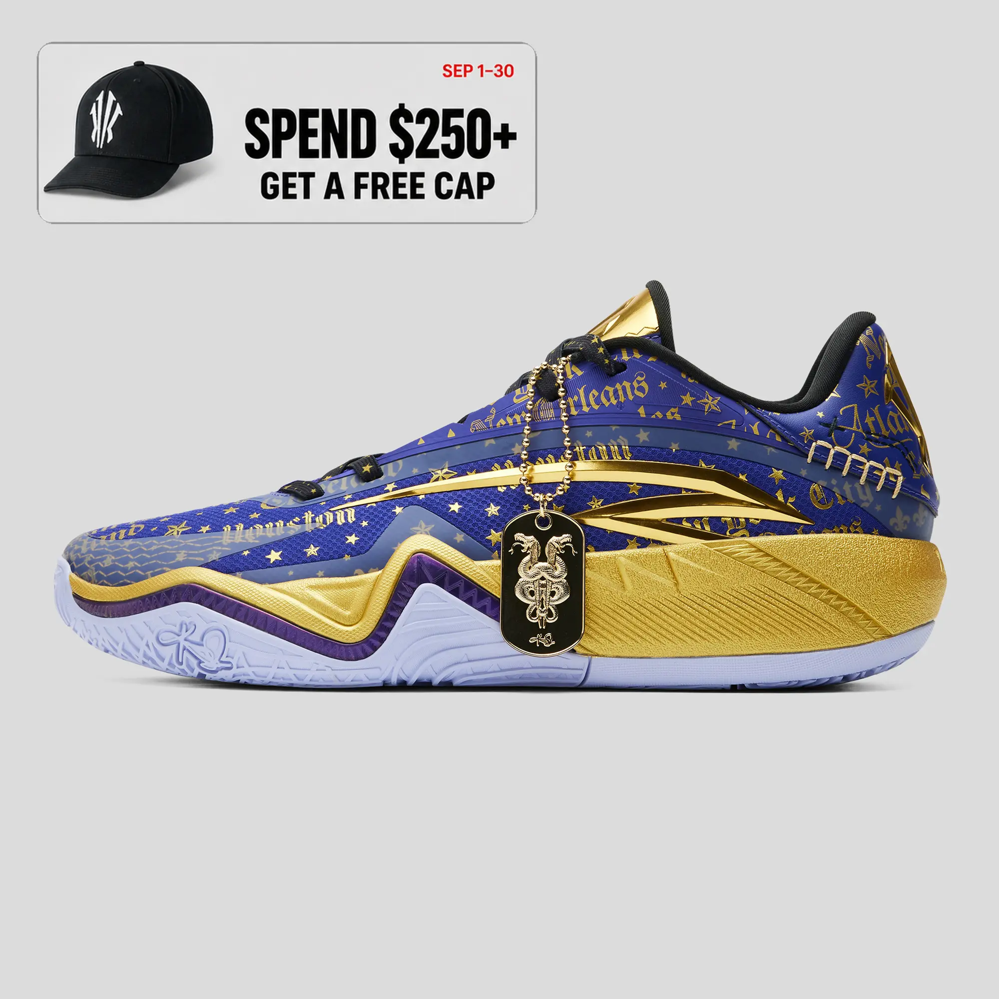 ANTA UNISEX KAI 3 "KAI Mentality" Basketball Shoes Purple Gold Anti-Slip Rebound Sports Shoes Indoor Court Outdoor Court Team Practice Game Day Hoop Shoes Fall Training Kyrie Irving