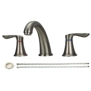 GARVEE Bathroom Faucet, 8 Inch Bathroom Faucets for Sink 3 Hole, Widespread Bathroom Faucet with Pop up Drain and CUPC Lead-Free Hose