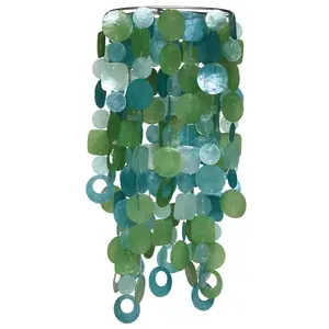 Ocean Chandelier - Large Capiz Shell Chandelier 9"x24" for Room or Garden Decor with Hanging Light Kit