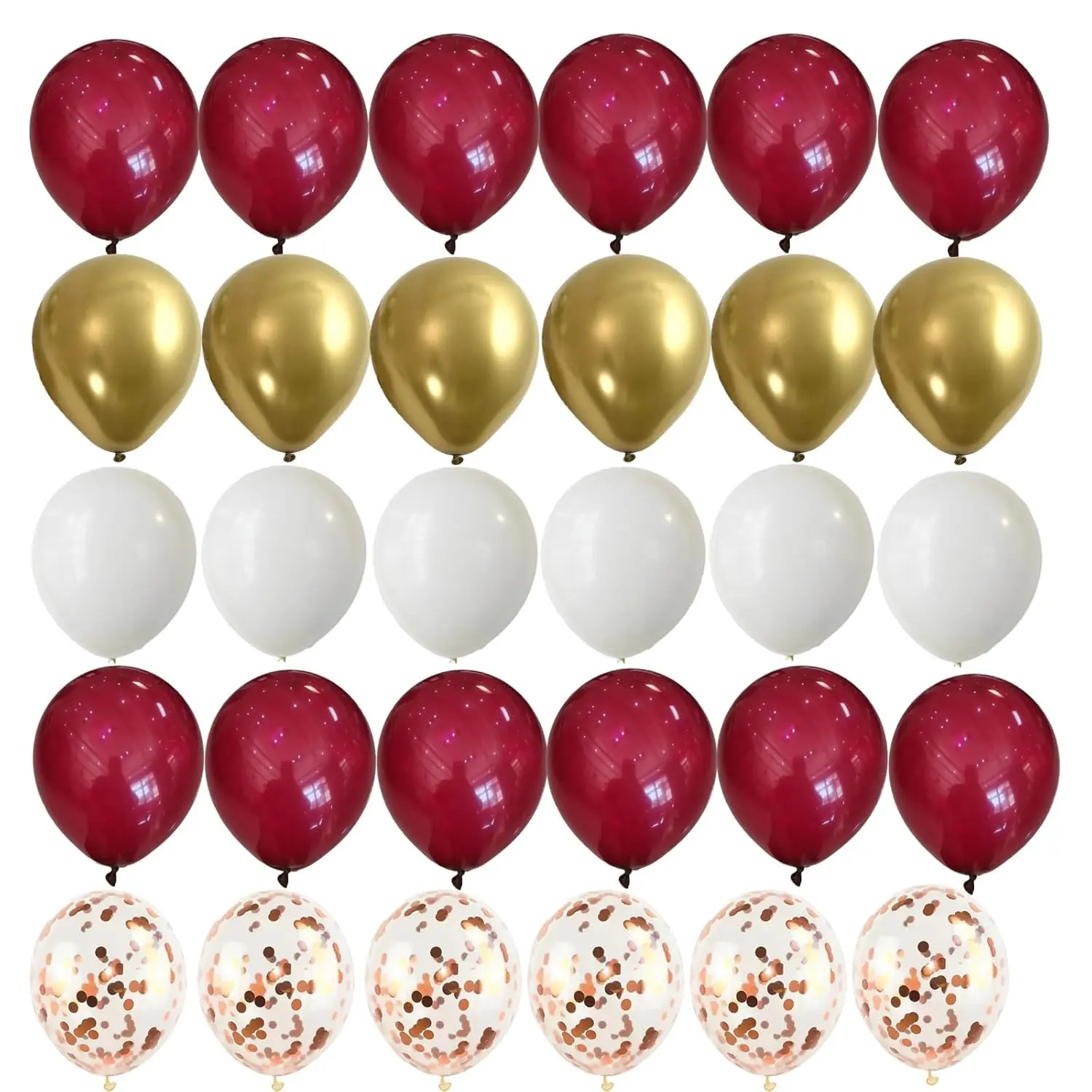 62-Pcs Burgundy & Gold Balloon Arch Kit for Valentine's Day & Birthday Party Decorations