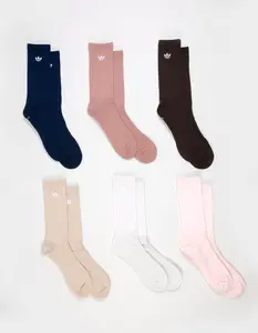 ADIDAS Originals Trefoil 2.0 6 Pack Mens Crew Socks, Multi-Colored, Large
