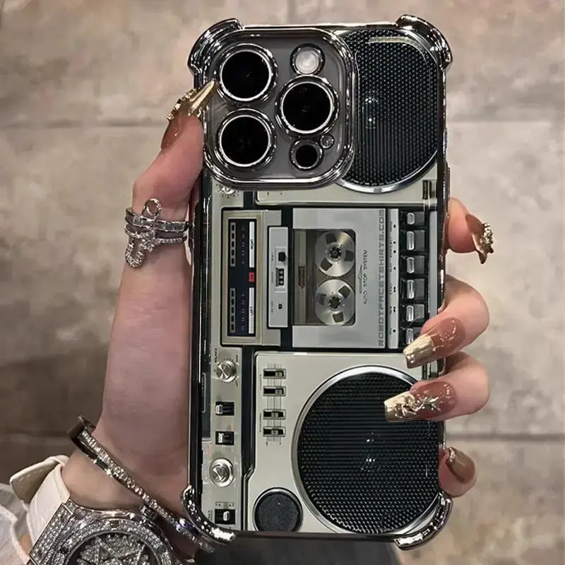 Vibrant Retro Boombox Cassette TPU Phone Case - Protective, Full Cover, Flexible, Wear-Resistant Unisex Handheld Gift That Fits iOS iPhone 11/12/13/14/15/16/17 ProMax Plus Devices, Accessories, Iphone 17
