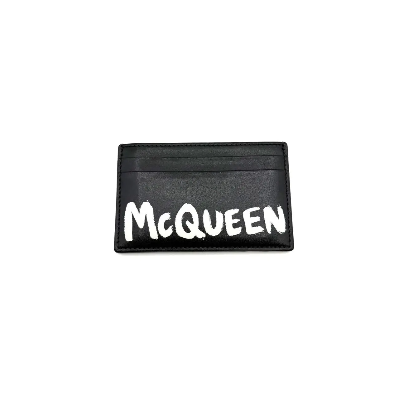 Pre-owned Alexander McQueen Leather Clutches & Wristlets CALUXB Graffiti credit card holder in Black
