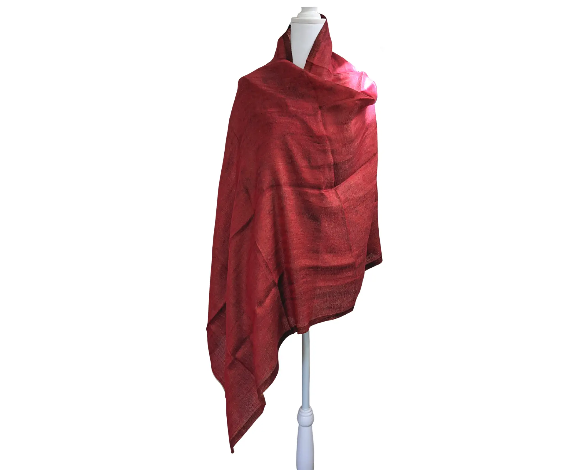 Reversible Pashmina, Cashmere Zari Scarf [Red]