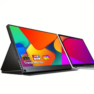 NEW-15.6" Ultra Slim Portable Monitor - Stunning 1080P FHD 100% sRGB IPS Display for Seamless Plug&Play Connectivity with Laptop, PC, Phone, Mac, Xbox, and PS5 - Second External Monitor for Enhanced Productivity and Gaming Experience