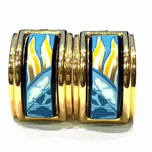 Pre-owned HERMÈS Zinc Alloy Small Leather Goods Email Earrings