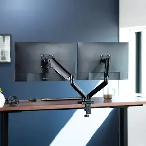 Dual Monitor Up To 32 Inches And 19.8 Lbs Per Screen, Pneumatic Arm Desk Mount, Articulating Counterbalance, VESA Stand