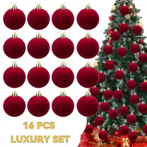 16pcs Dark Color Christmas Ornaments, Luxurious Shatter-Proof Plastic Ball Tree Decor, Gold Tip, Bohemian Style, Holiday Gift