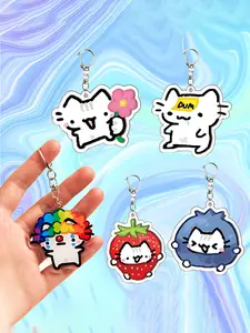 5pcs Acrylic Cute Cat Keychains Set, Cartoon Animal Designs, Backpack & Wallet Accessories, Perfect Gift for Weddings, Birthdays, Graduations, Keychain Kawaii