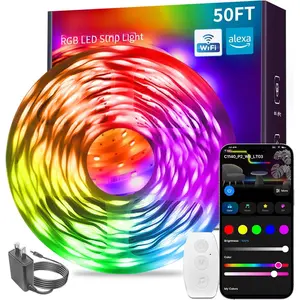 LED Strip Lights 50FT, RGB LED Lights for Bedroom,  APP Control LED Lights,  Sync, DIY Multiple Colors, Flexible Color Changing LED Strip Lighting for  Room Decor