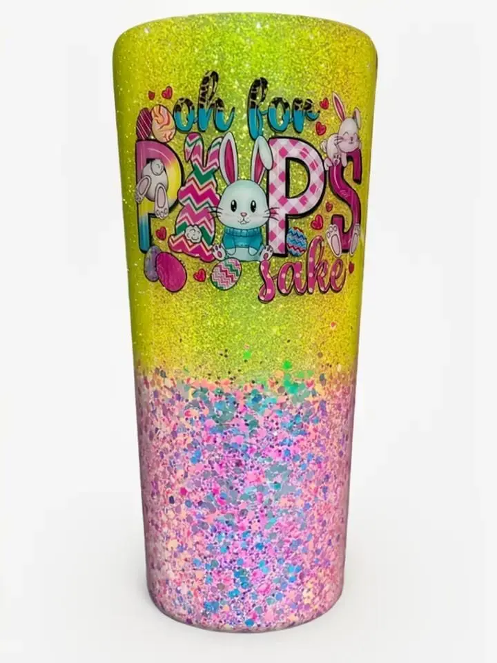 22 ounce Oh for Peeps Sake glitter epoxy tumbler