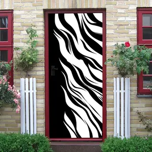 2pcs   Creative Zebra Pattern Wall Stickers Modern Minimalist Home Decor Removable Self Adhesive Door Stickers Living Room Bedroom Entrance Wall Decoration Art Eco Friendly PVC Material Waterproof Wear