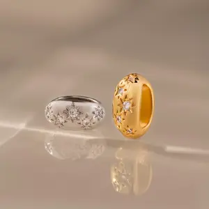 Sprinkle Diamond Dome Spacer Charm by Caitlyn Minimalist - North Star Bead Charm in Gold & Silver - Celestial Jewelry - Gift for Her