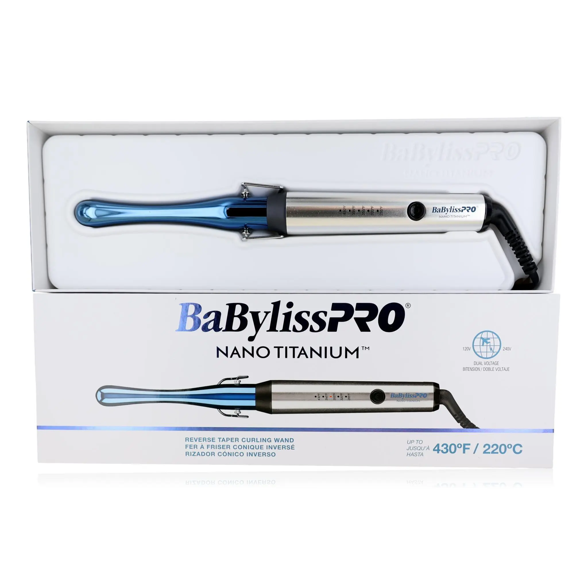 BaBylissPRO Nano Titanium Reverse Taper Curling Wand, Ideal for Daily Beauty & Personal Care Routines