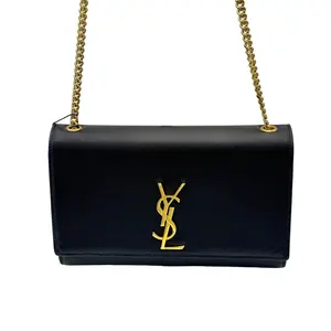 Pre-owned Yves Saint Laurent Saint Laurent Black Grain De Poudre Leather Kate Chain Wallet