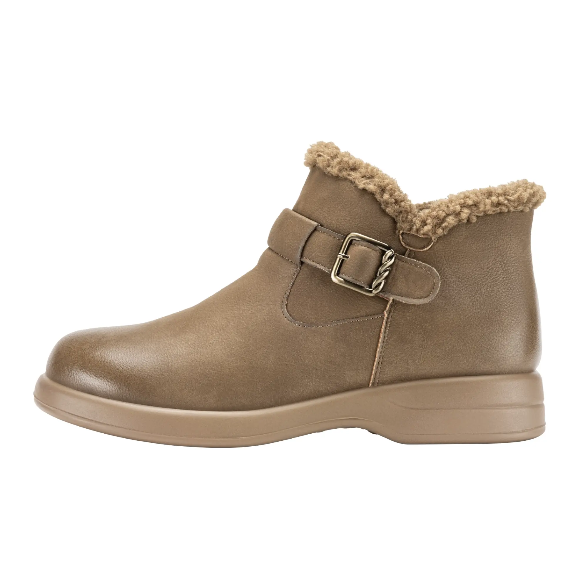 FITTINGTON Women's Fluffwalk V5 Fur-Lined Winter Ankle Boots, Lightweight Slip-On Booties with Side Zipper, Warm Cozy Low Heel Shoes for Walking, Shoe, Walking Shoes sohochic
