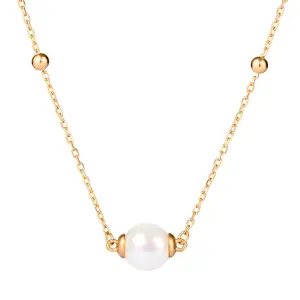 EAMTI Dainty Freshwater Pearl Necklace Adjustable 18K Gold Plated Chain S925 sterling silver Chokers Jewelry Pendant for Women