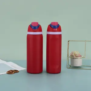 New Outdoor Vacuum Insulated Bottle with Handle and Bounce Cap: 304 Stainless Steel, Simple Fruit & Sports Double Drink Cup