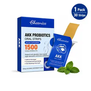 Sheenice Akkermansia Probiotic Fast-Dissolving Strips with Prebiotic Fiber,Delayed Release, Third-Party Tested, 15 Billion AFU Live Strain for Gut Health for Men & Women (30 Strips, 1-Pack) Mint Flavor