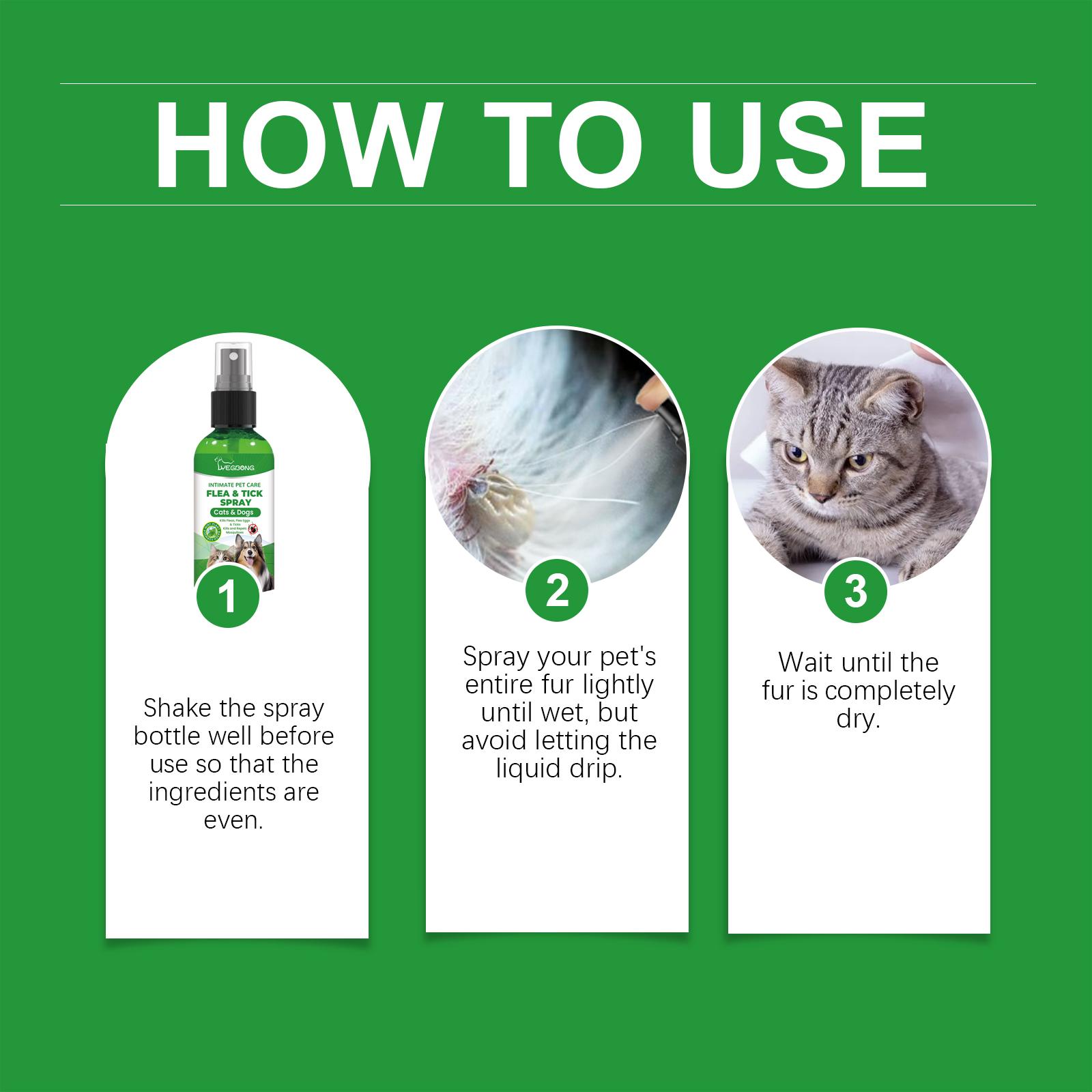 2PCS Yegbong Pet Insect Repellent Spray Gentle Daily Cleansing Care for Dog Cat Fur & Skin