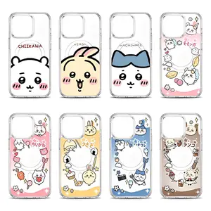 Cute Cartoon Hachiware Usagi‌ Momonga Chiikawa Magsafe Phone Cases For iPhone 17 Promax Air 16 15 14 Pro Max Plus 13 12 11 Magnetic Acrylic TPU Transparent Shockproof Protective Cover Gifts For Birthday Valentine Christmas Thanksgiving Halloween