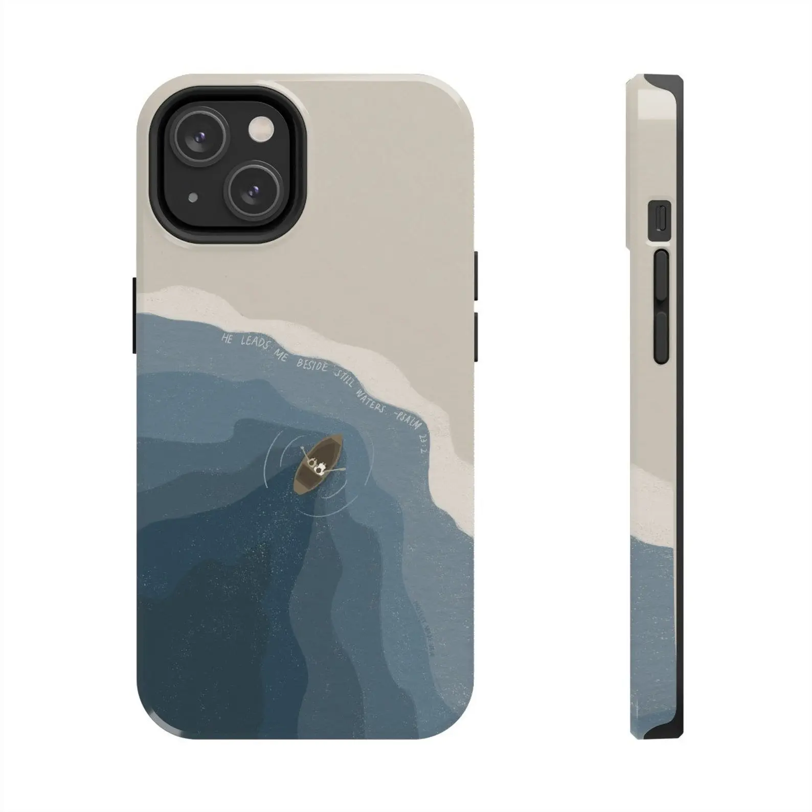 He Leads Me Beside Still Waters Psalm 23:2 Christian Tough Phone Case, Bible Hard Phone 16 Cover Christ Modern Jesus MagSafe Case Phone - Case iP 17 16 15 14 13 12 11 X