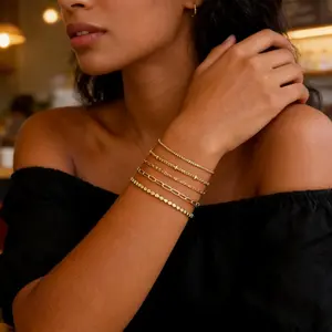 Striviio Gold Bracelets for Women 14K Gold Plated Stackable Bracelet Set Adjustable Charm Paperclip Chain Snake Link Layered Waterproof Jewelry Gifts