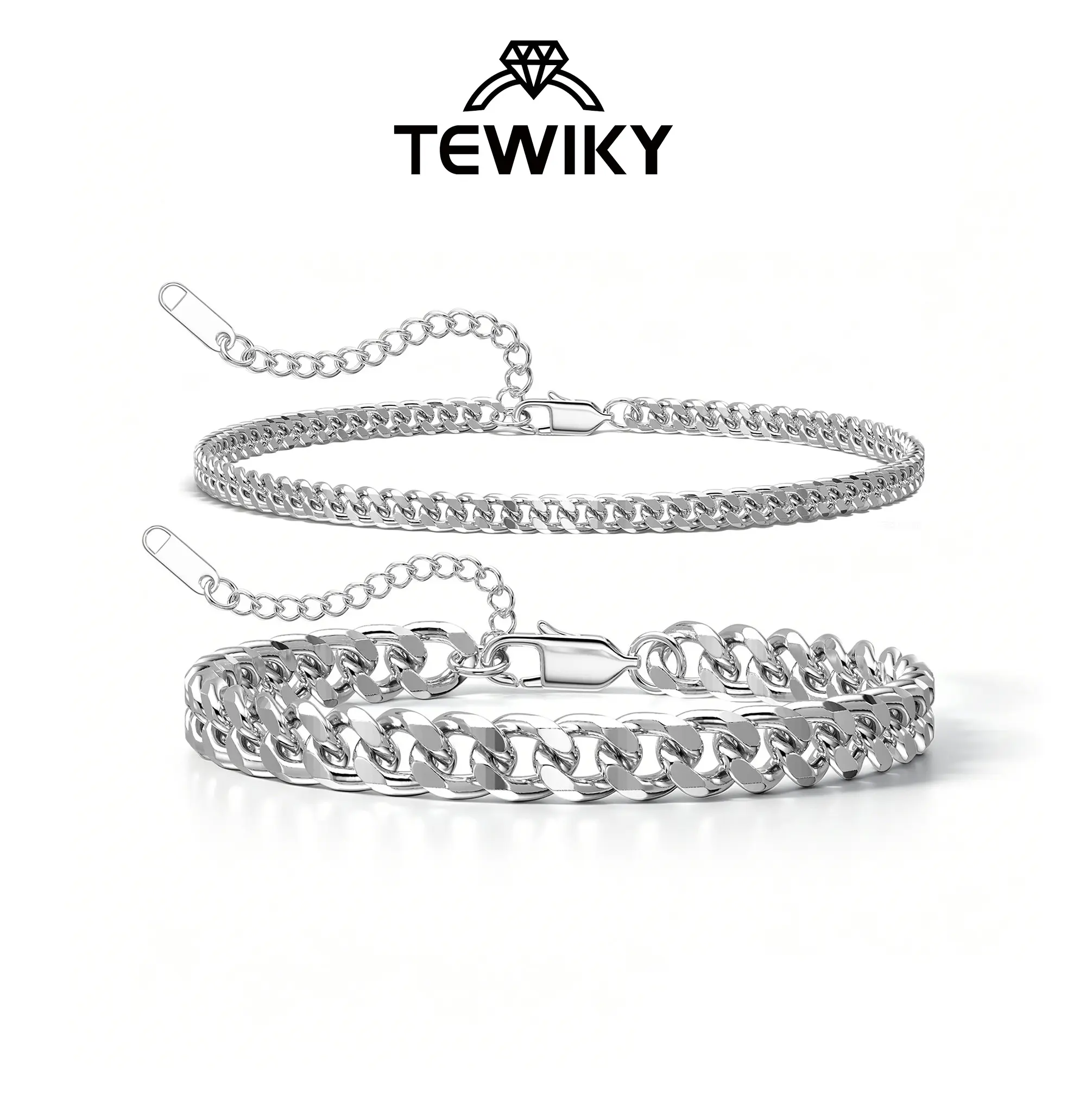Tewiky Silver Double-Strand Men's Bracelet - Sturdy Link, Stackable, Waterproof, Hypoallergenic Men's Accessories, Summer Beach Jewelry, Boyfriend Gifts, Bracelet Jewelry, Gifts For Boyfriends, Bracelets Stack, Chain Bracelets