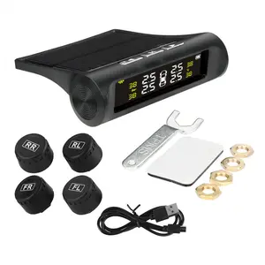 Solar Powered Car TPMS, 1 Set Digital LCD Display Tyre Pressure Monitoring System, Auto Security Alarm Systems, for Tire Valve, Vehicle, Car Parts