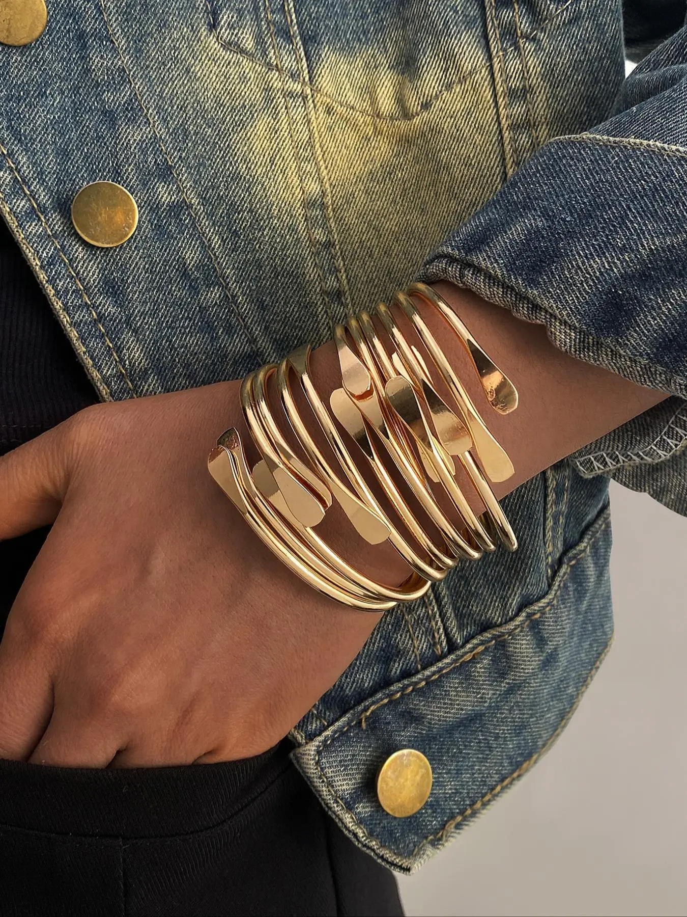 Open Bangle Bracelet, Minimalist Matching Adjustable Cuff Bracelet for Women & Girls, Trendy Jewellery Accessories, All-match Jewelry for Birthday Gift, Minimalist Bangle, Stackable Bracelets, Fashionable Bangles, Trendy Bangles