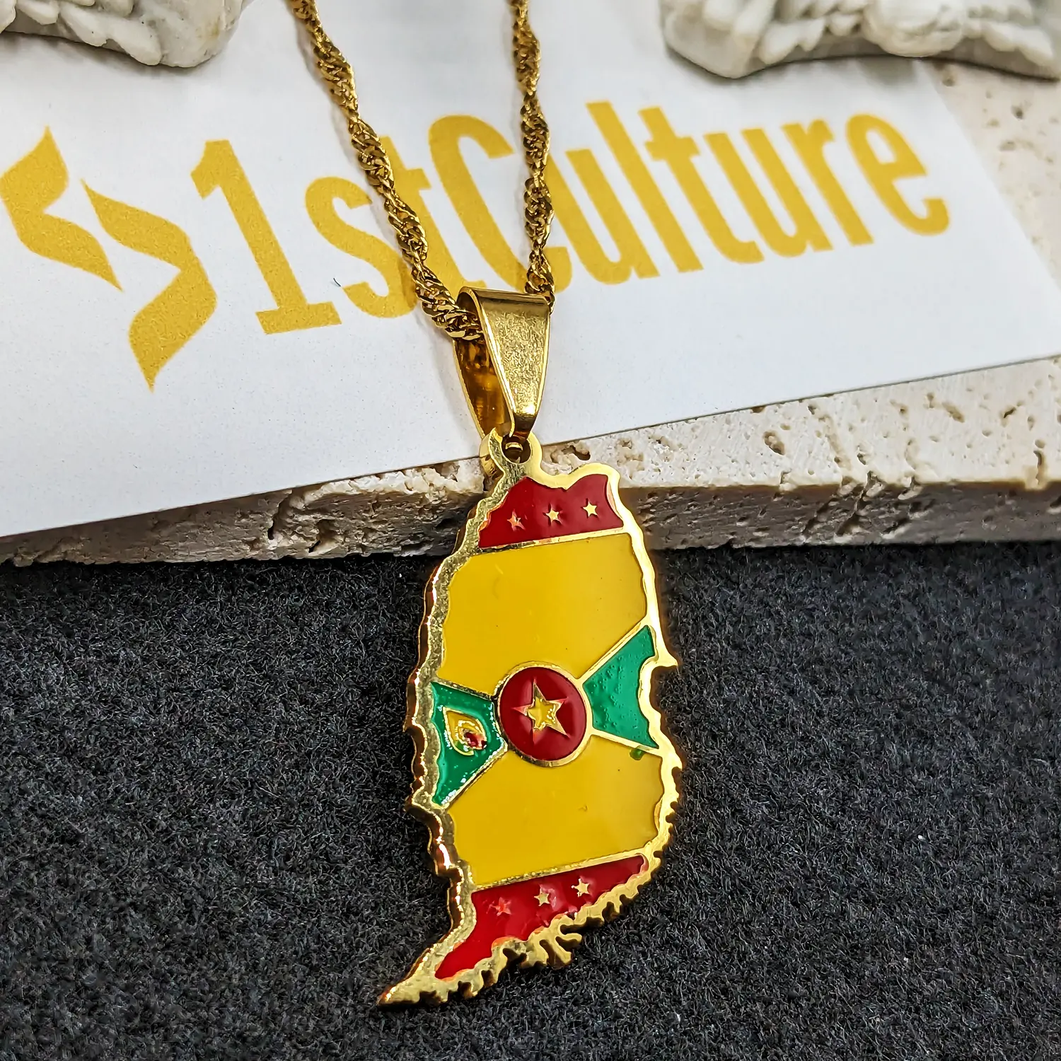 18K Gold Plated Grenada Necklace, Jewelry, Earrings, Gift