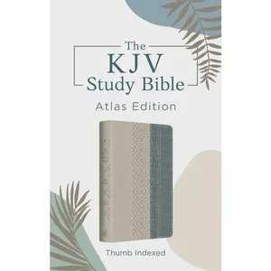 USED-The KJV Study Bible: Atlas Edition, Thumb Indexed [Taupe & Denim Crosshatch] by Barbour Bibles (Imitation Leather)